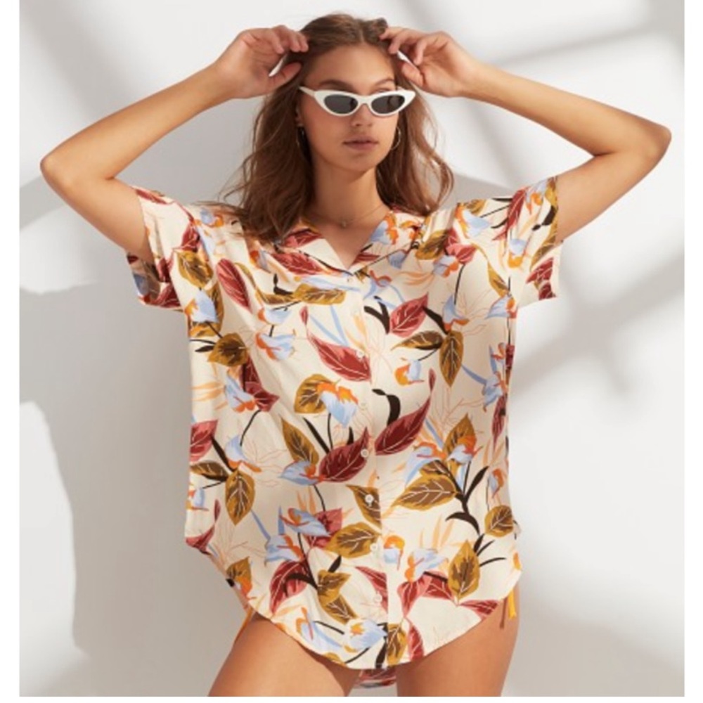 L Space Women's Island Time Top Aloha Hawaiian Shirt